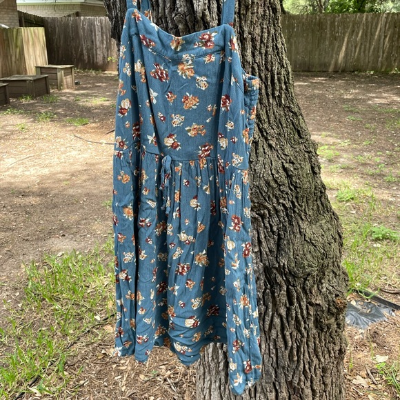 Blue with Floral Mini Dress - Picture 1 of 3